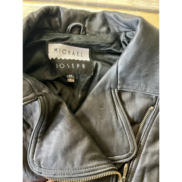Micheal Joseph Leather Biker Jacket - Picture 5 of 8